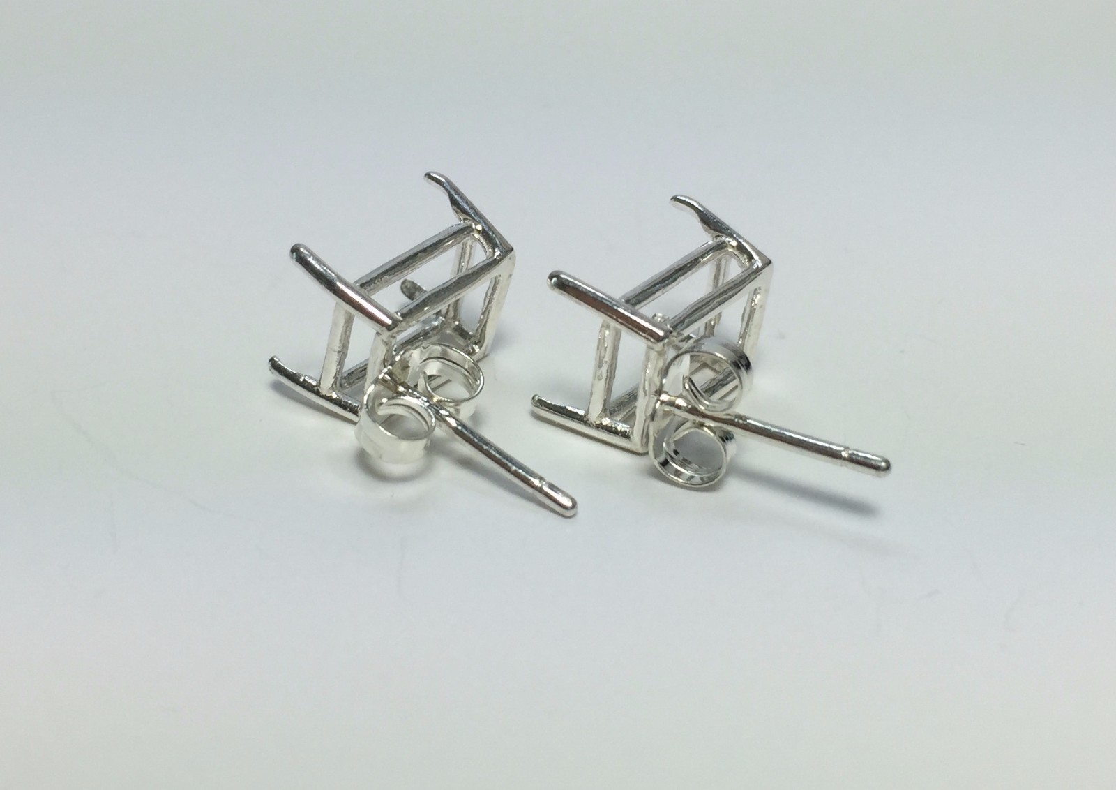 Two Octagon Sterling Silver Wire Pre-Notched Earring Settings (5x3-12x10mm)