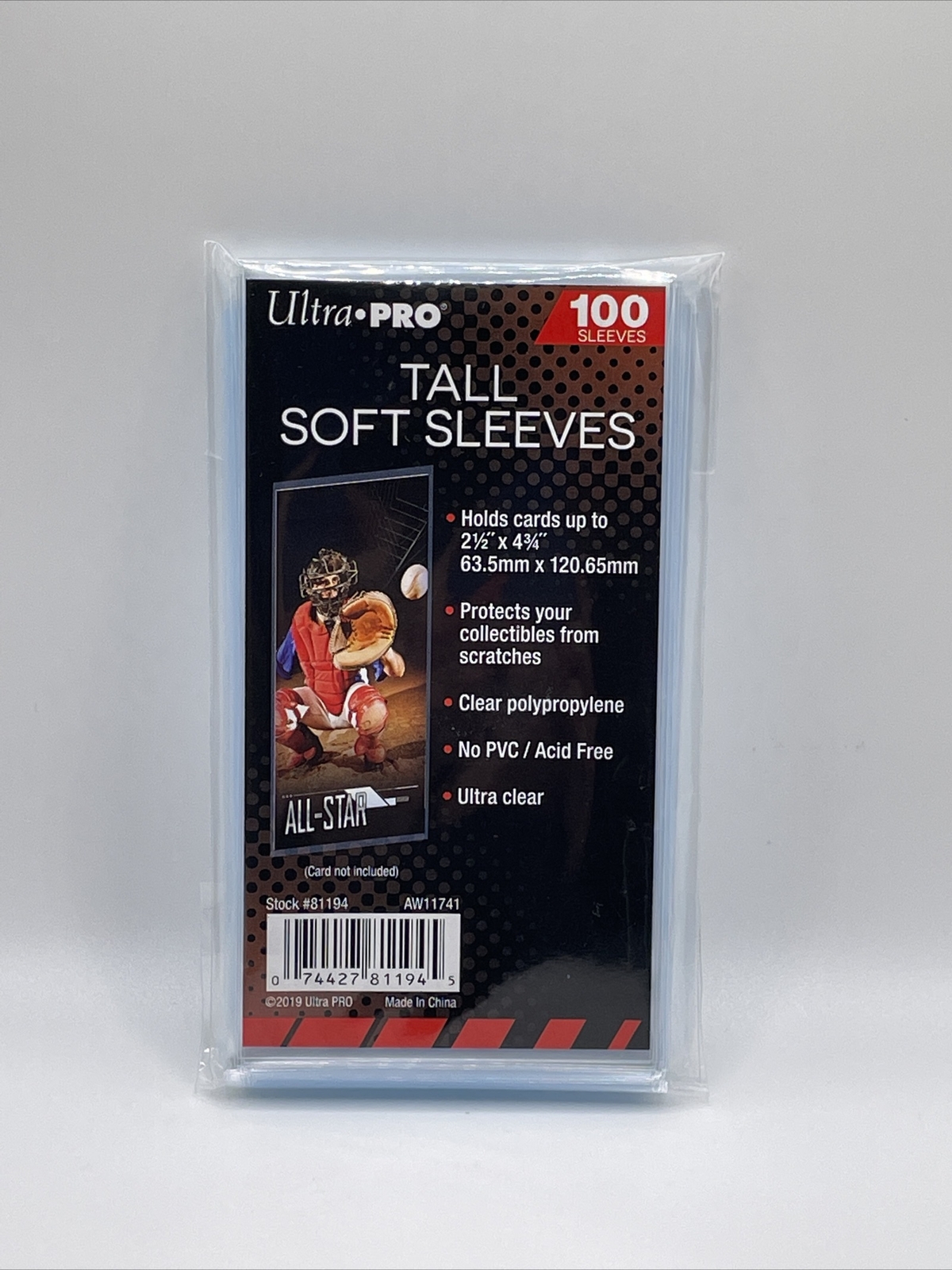 Ultra Pro TALL Penny Card Sleeves 1 Pack of 100 for cards up to 2.5 X 4.75