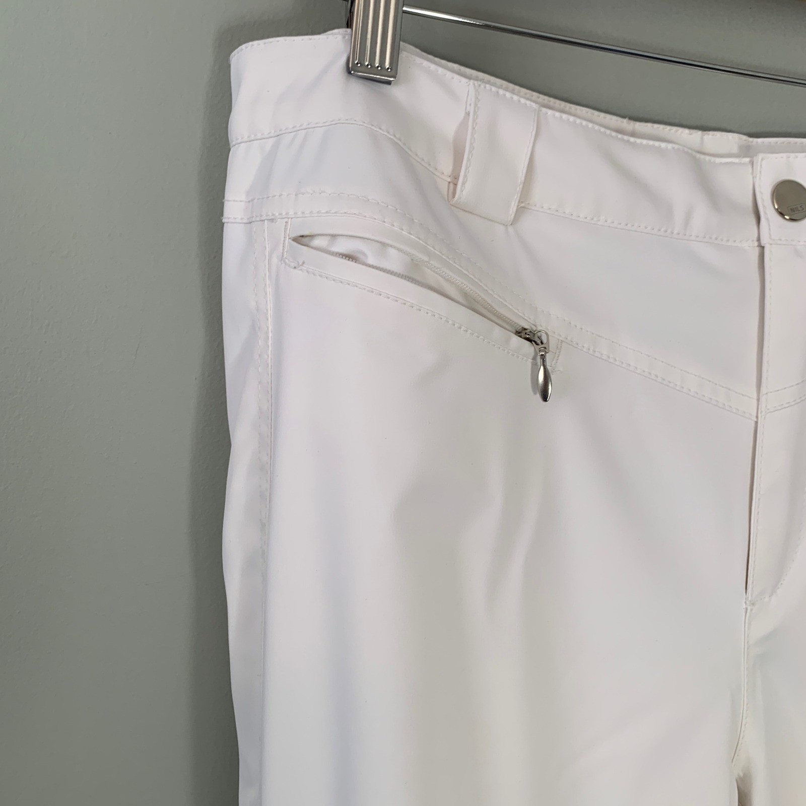 Nils Womens White Ski Pants Straight Leg Zippered Pockets Snow Trousers Size 14