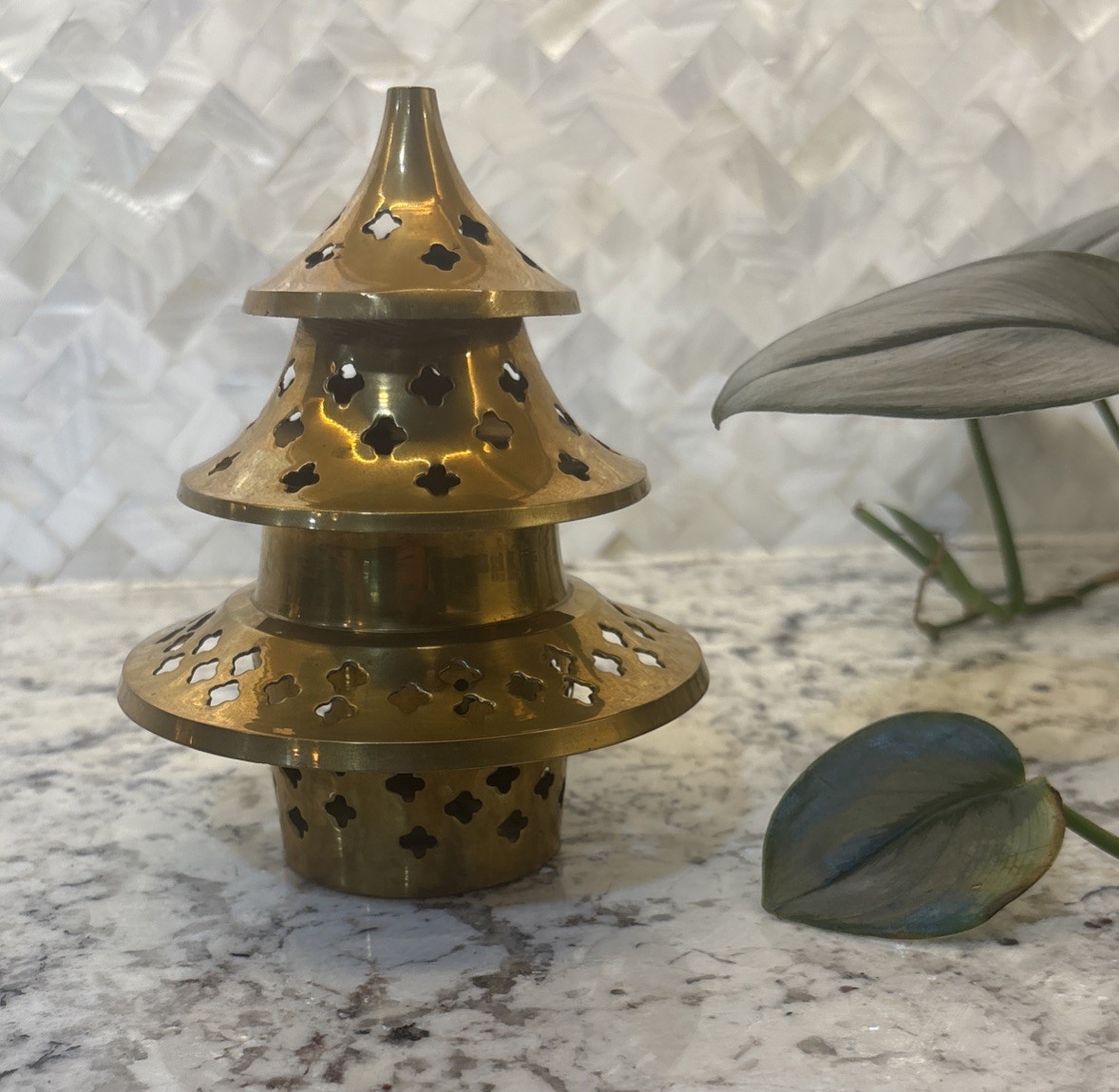 Pier One Brass Incense Burner Candle Holder Christmas Tree Shape luminary