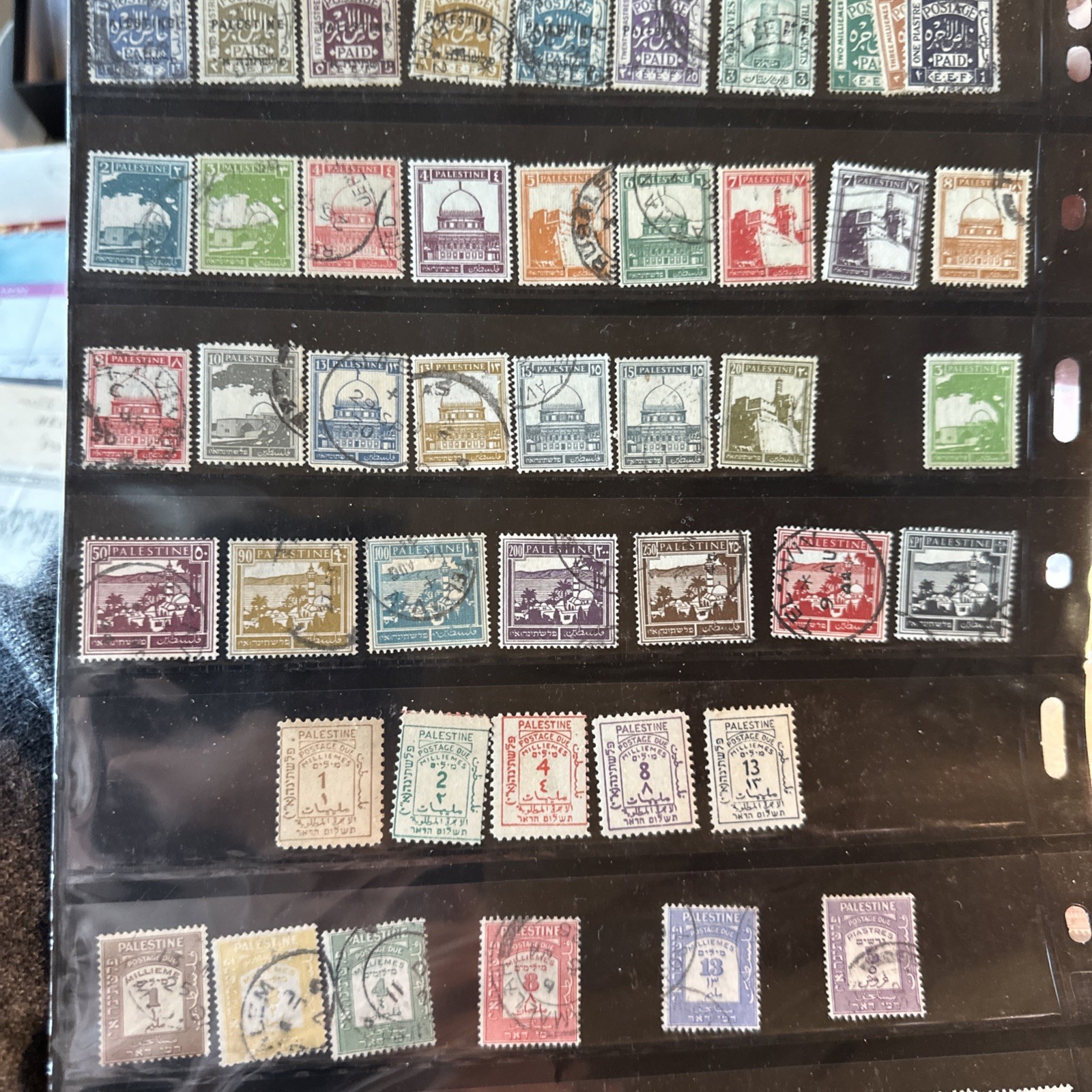 PALESTINE COLLECTION #1-J20 (British Mandate) 1918- 97 Stamps, 2 Pages Photos