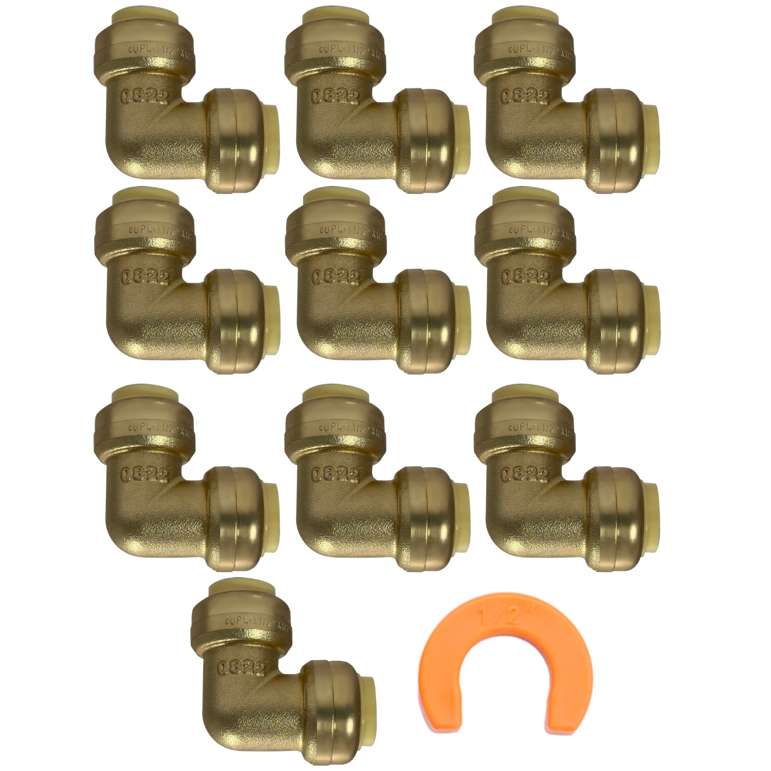 10 Pack XFITTING 1/2" Push Fit Elbow W. 1 Free Disconnect  Clip