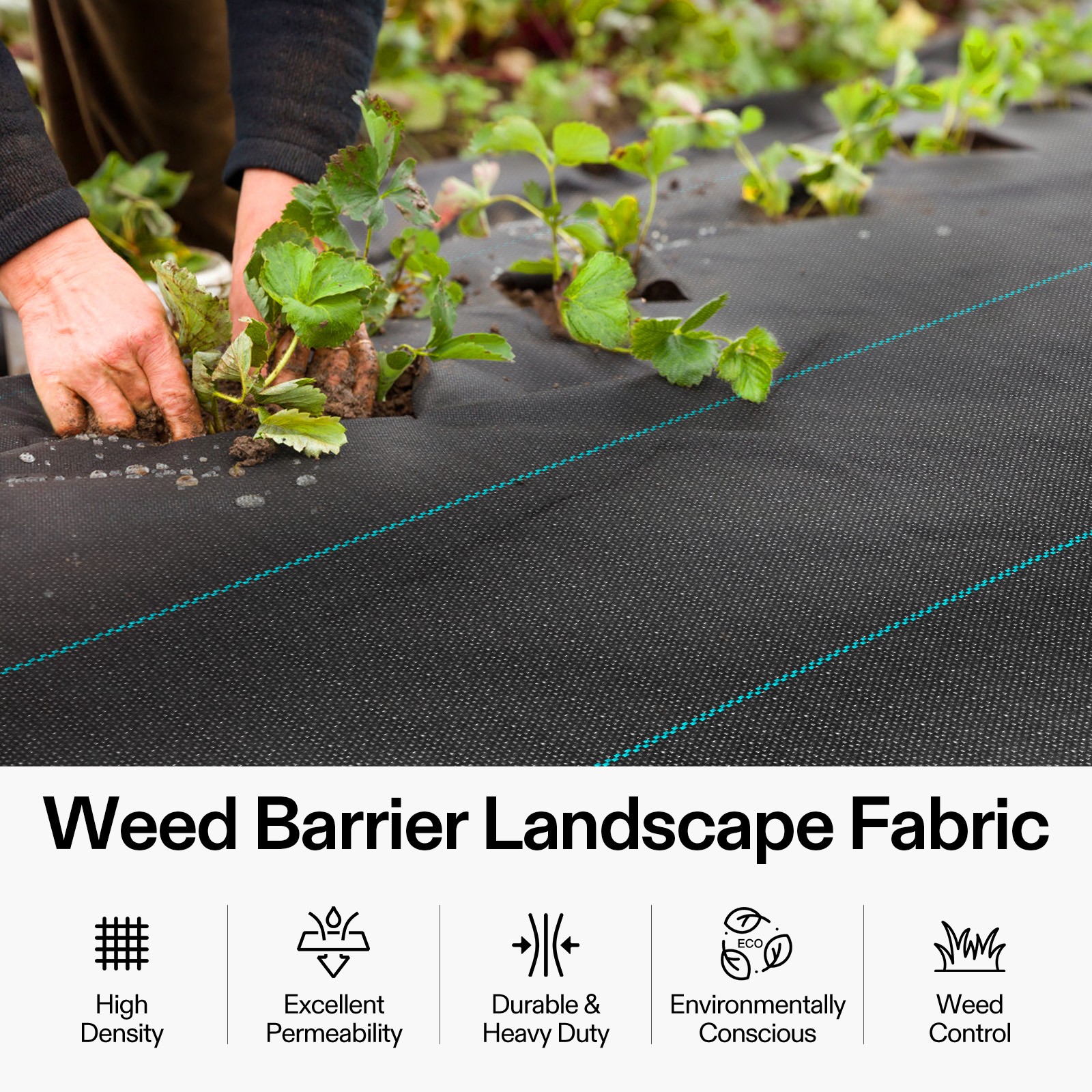 VIVOSUN 50/100/250ft 5OZ Weed Barrier Landscape Fabric Ground Weed Cover