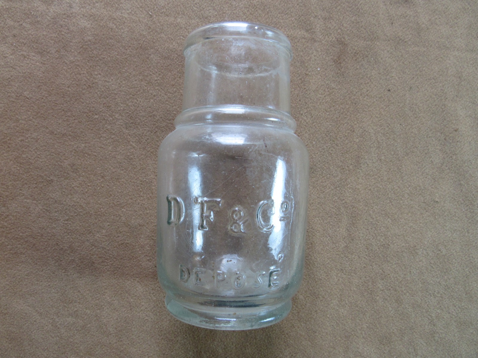 Civil War Mustard Bottle Jar D F & Co Depose Pontil 1860s