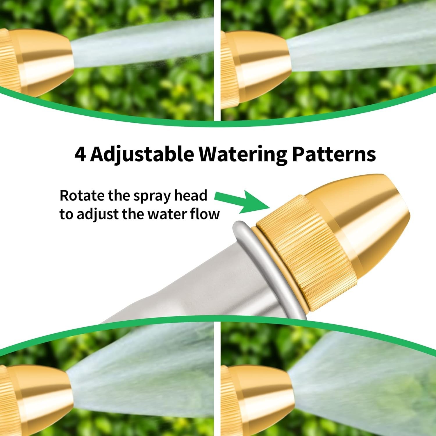 Garden Hose Nozzle High Pressure Metal Sprayer 4 Spray Patterns Heavy Duty