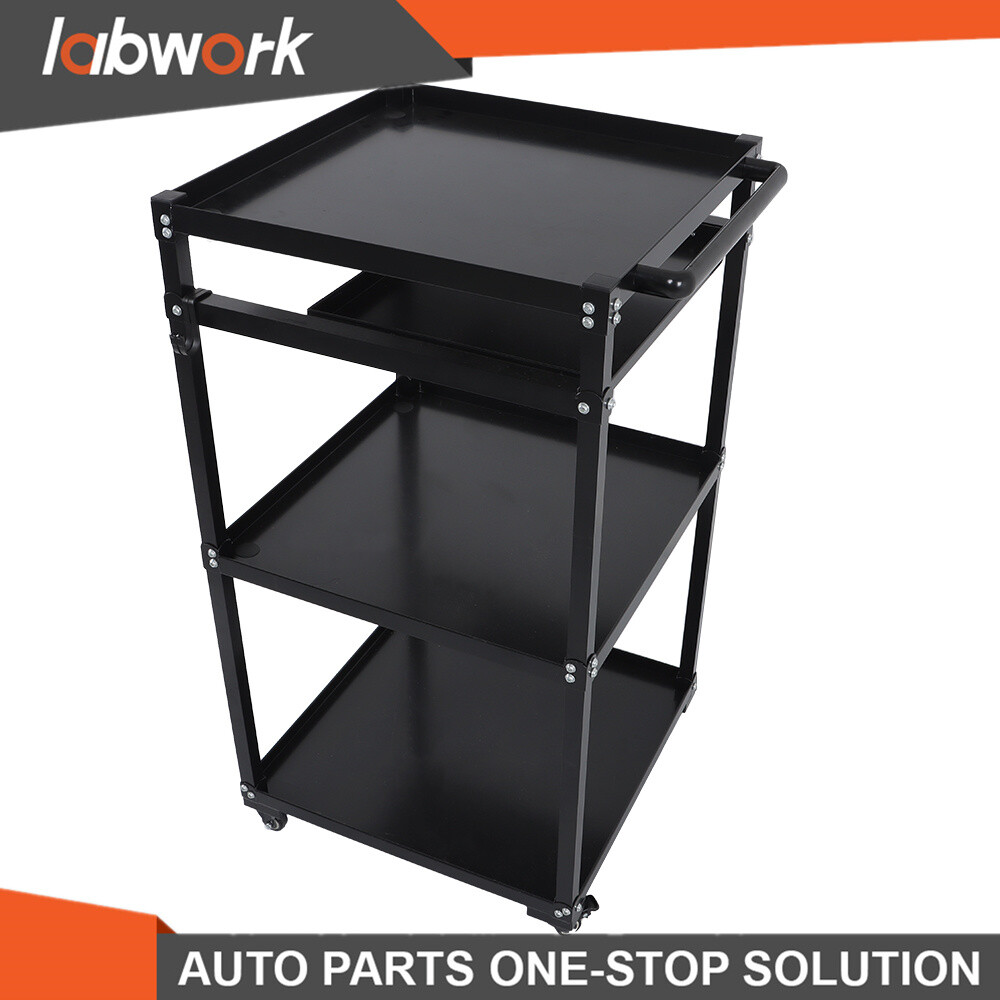 Labwork 3-Shelf Mobile Workstation Cart AV Cart Aluminum Shelf Office Desk