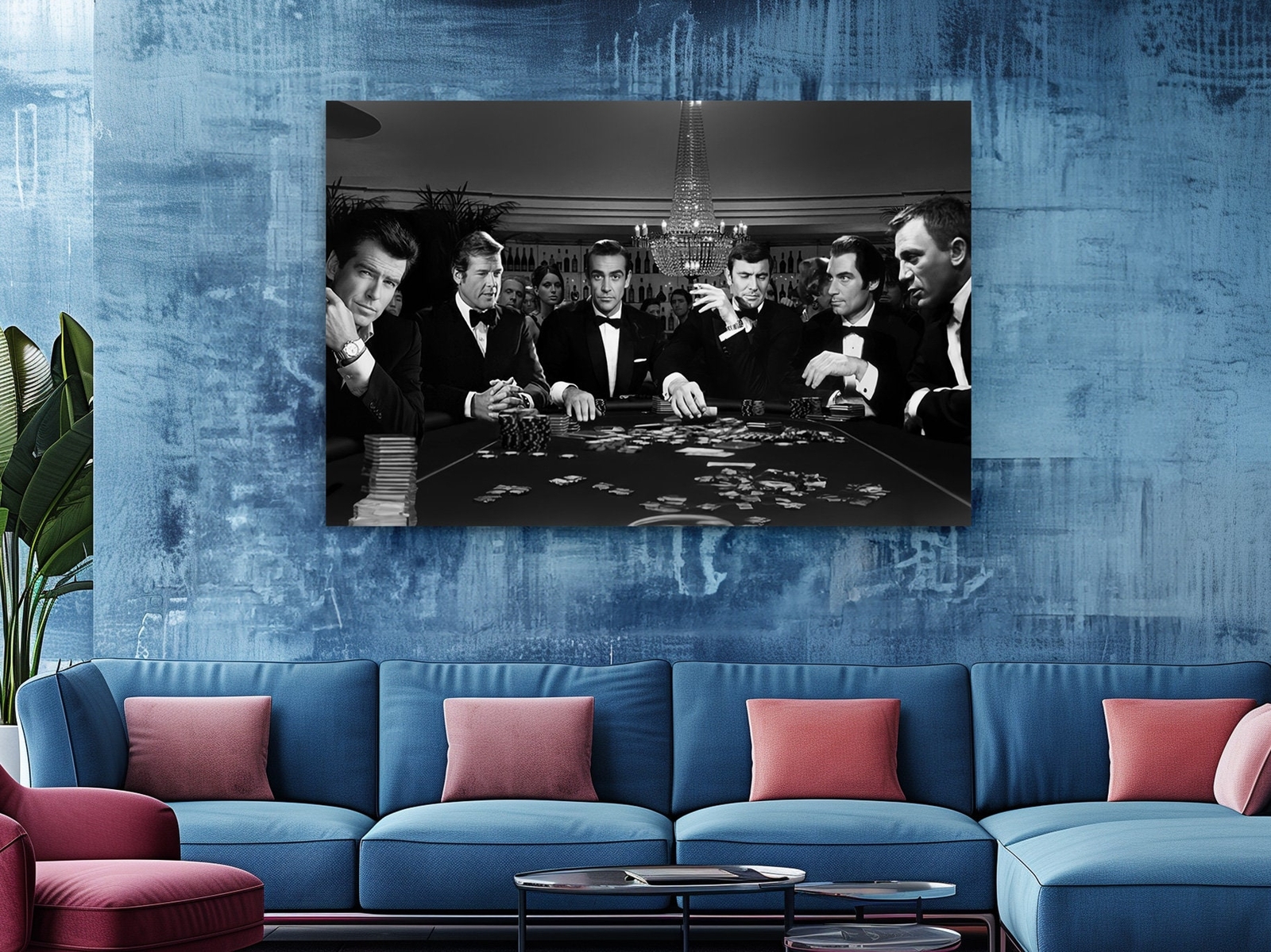 James Bond at the Poker Table Enjoying Gambling - Canvas Print