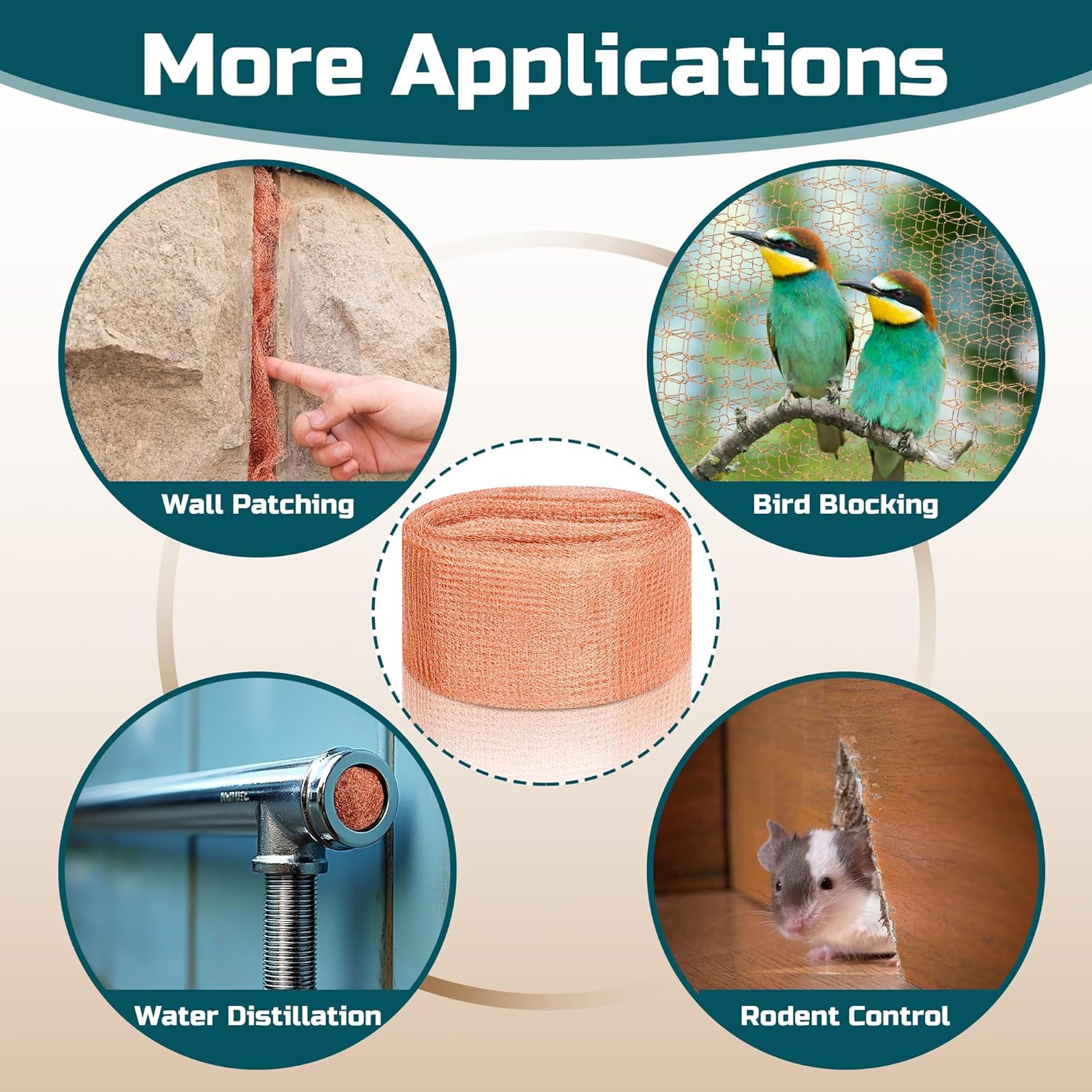 Copper Mesh Rodent Control, 5In X 30Ft Rustproof Pure Copper Mesh Roll for Slug