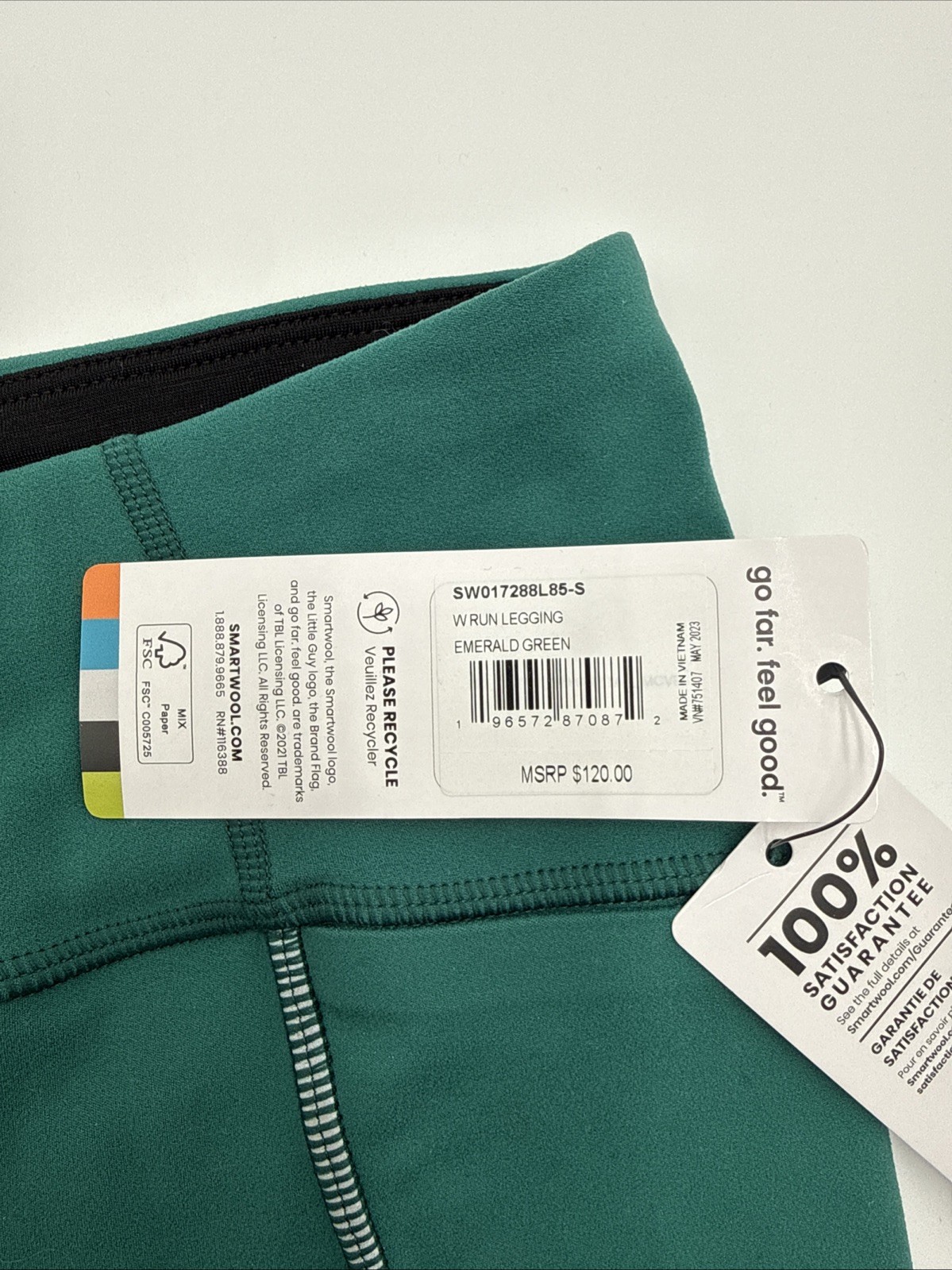 $120 Smartwool Women’s Run Leggings Pants - Emerald Green- Small - New Tags