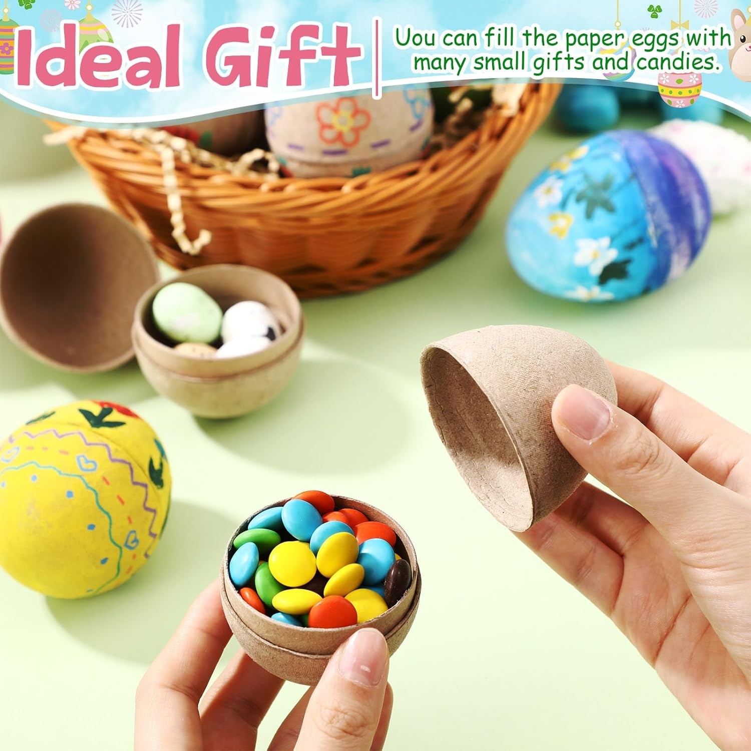 Halloscume 12 Set Paper Mache Easter Eggs Painting Kit 3 Inch Paint Your Own Egg