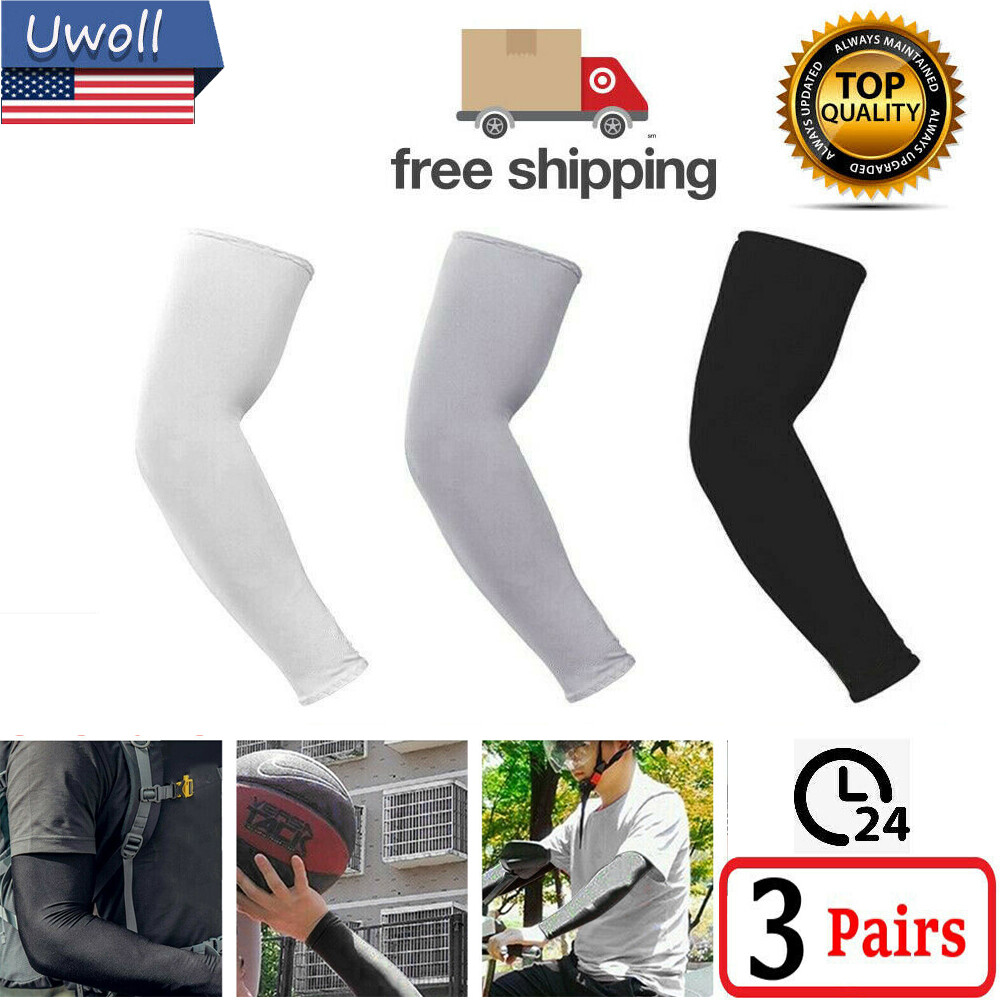 3-5 Pairs Cooling Arm Sleeves Cover UV Sun Protection Outdoor Basketball Sport