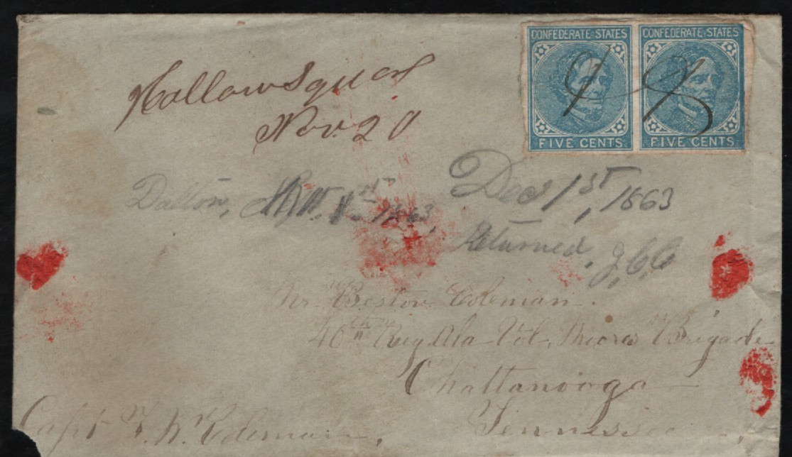 CSA 7 pair Hollow Square AL to soldier 40th Reg. Ala Vols., ??? Brigade