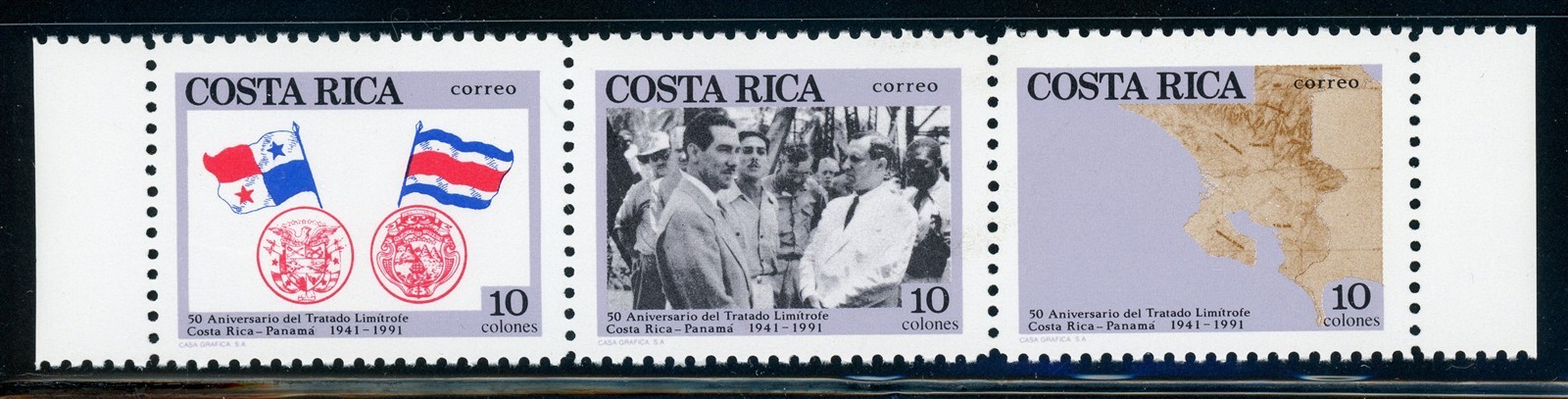 COSTA RICA MNH: Scott #437 Border Treaty PANAMA MAPS #2 CV$5+