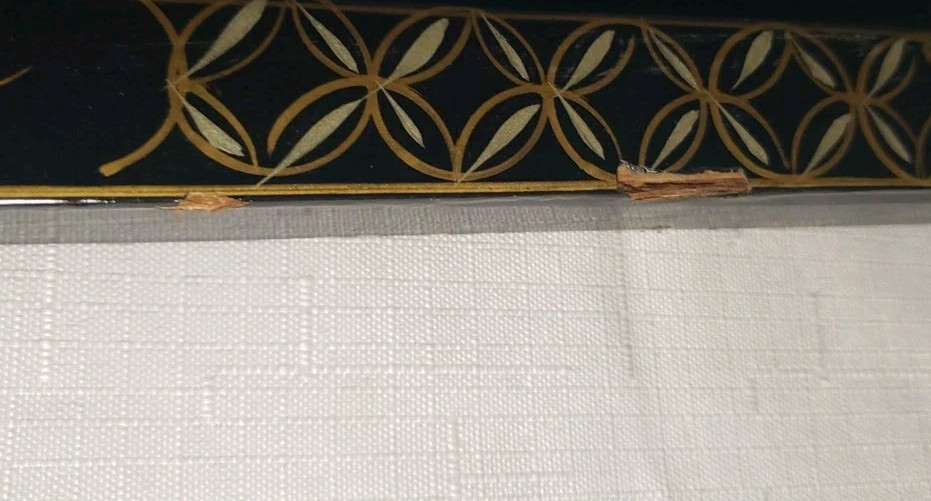 Vintage MCM 4-Panel Mother of Pearl/Black Lacquer Asian Art Wall Panels 36"x12"