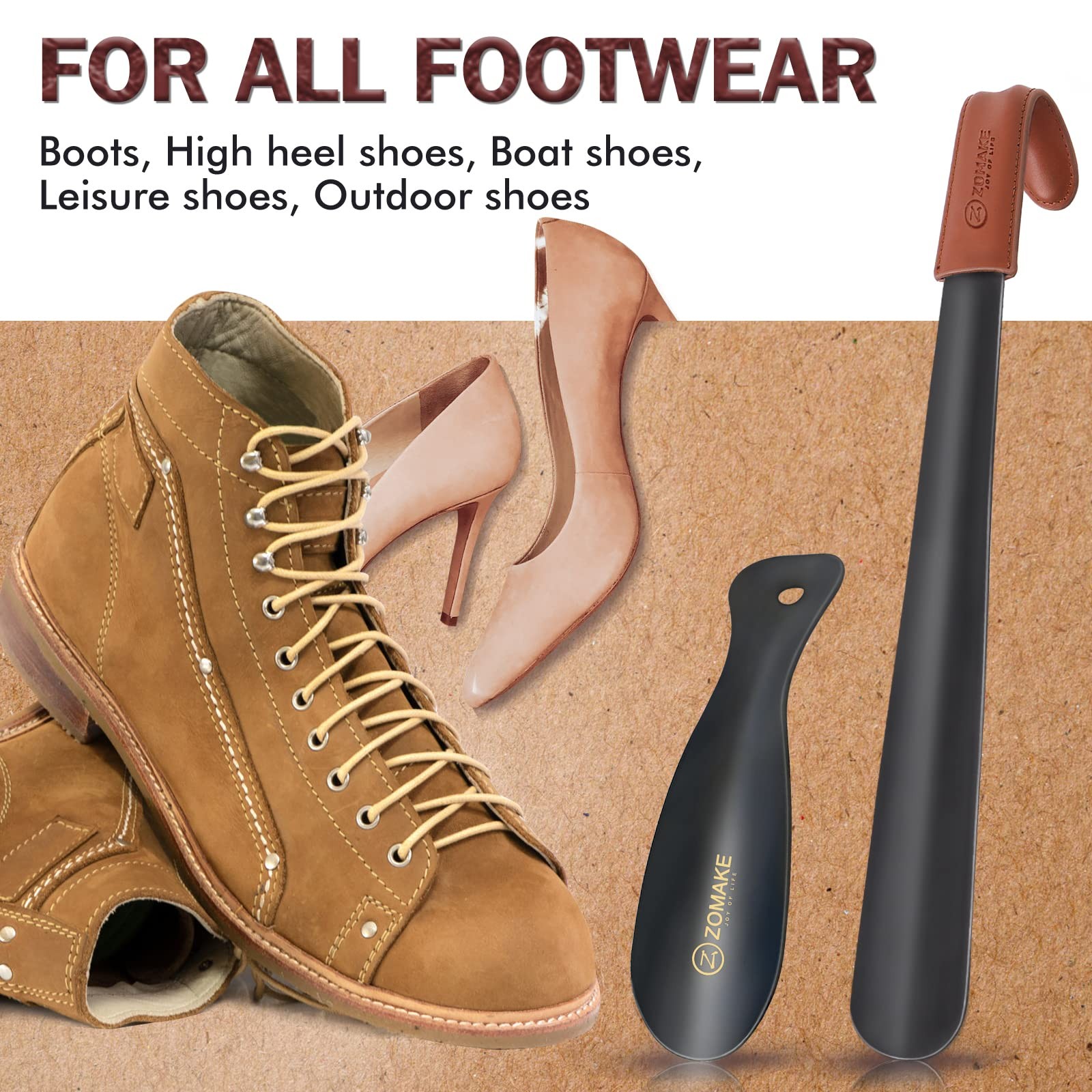 ZOMAKE Shoe Horn Long Handle for Seniors Men 16.5/7.5, 2 Pcs(16.5&7.5 In)-a