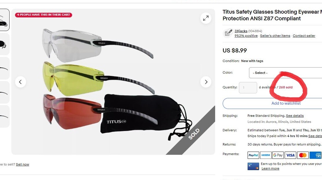 Titus Safety Glasses Shooting Eyewear Motorcycle Protection ANSI Z87 Compliant