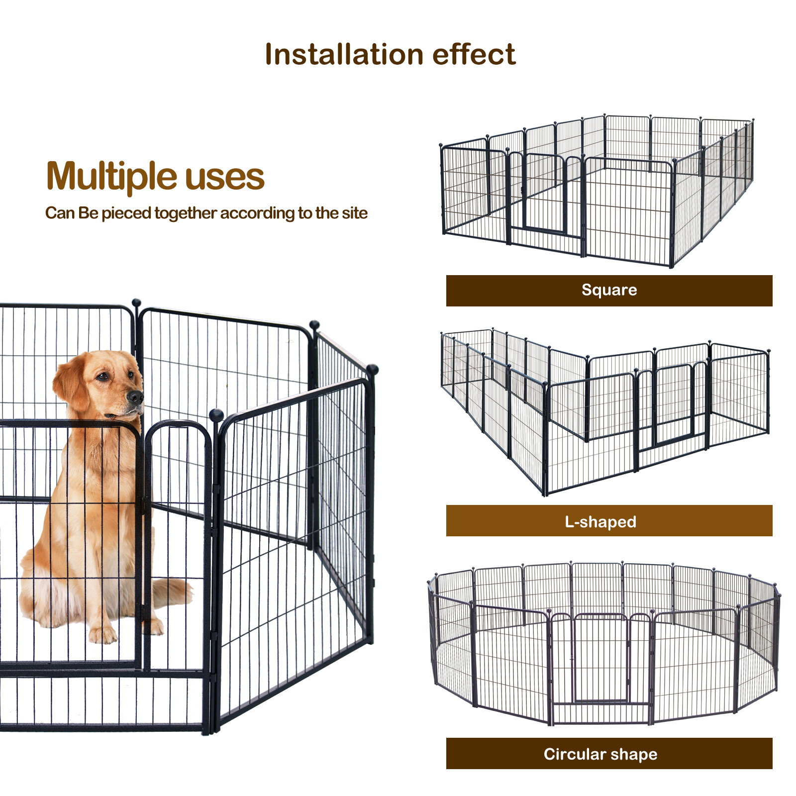 Dog Playpen ,32in Rust-Resistant Anti-Rust Exercise Dog Fence- Portable Playpen