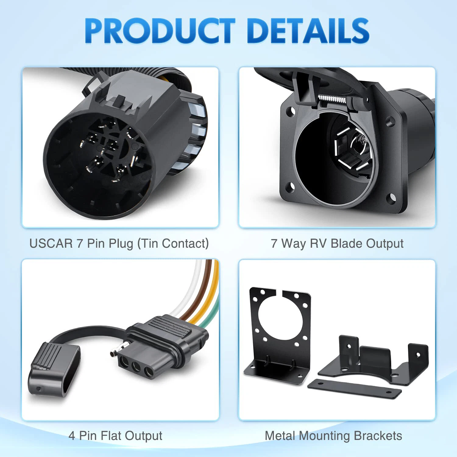 For Chevy Silverado 1500 2500 7 Way Trailer Wiring Harness 4 Way Flat Plug Kit