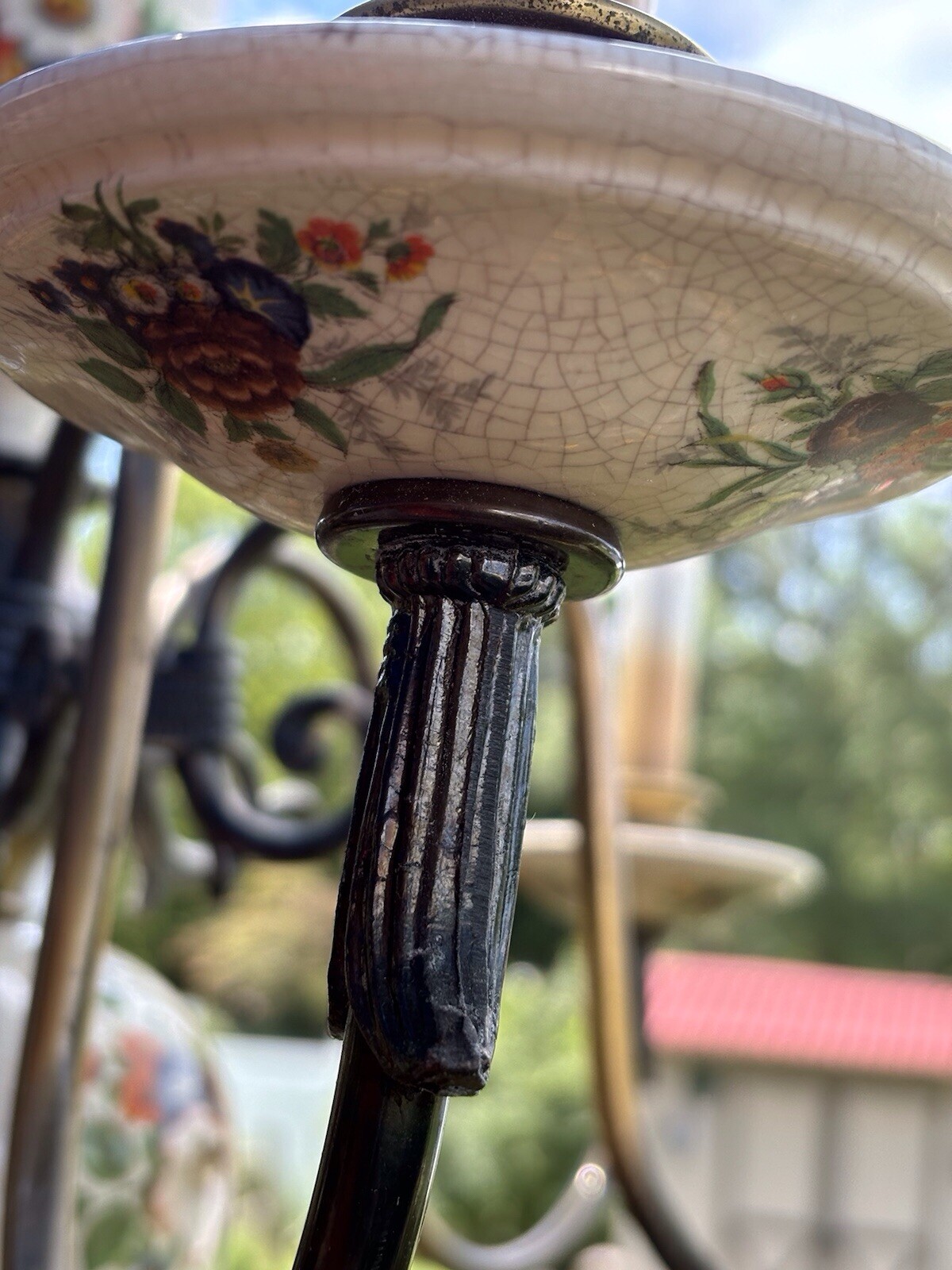 French hand painted 6 arm Porcelain Chandelier from the 20-40s