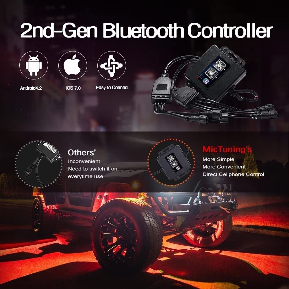 ​Under Car Light Kit RGB LED Rock Lights 8 Pods Bluetooth Controller - Amazing!