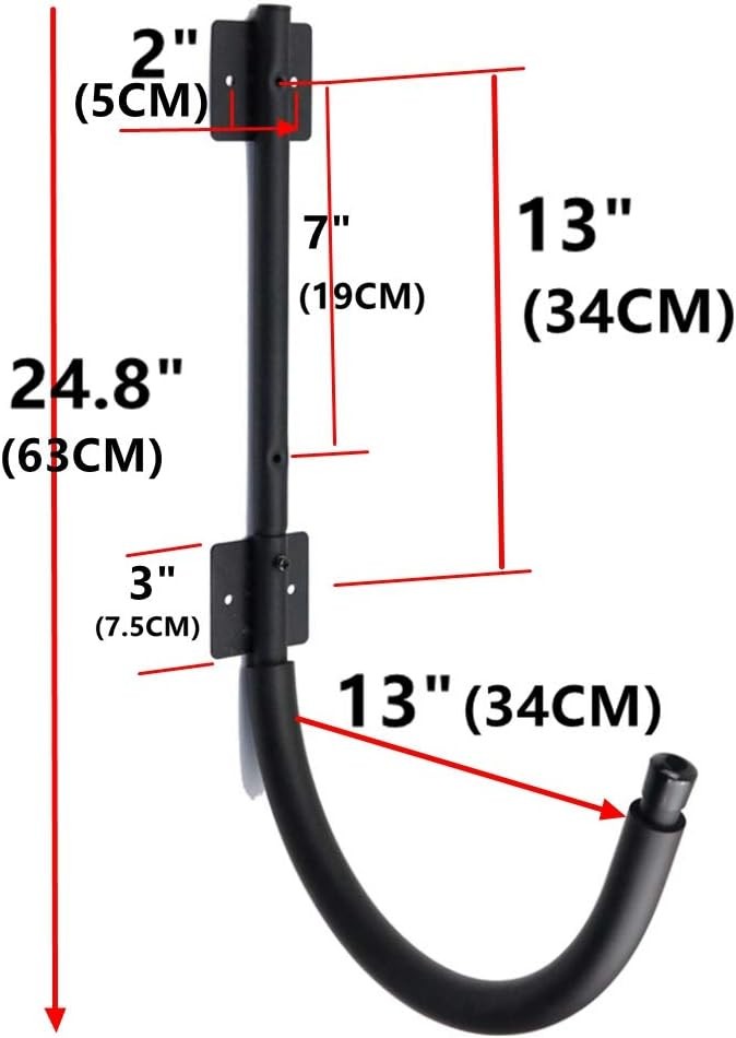 2 Pairs Kayak Canoe SUP Board J Hook Wall Mount Rack for Dock Garage Holds 250Lb