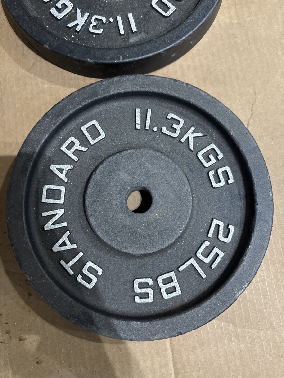 2 X 25lb 1" Hole Cast Iron Standard Weight Plates 50lbs Total