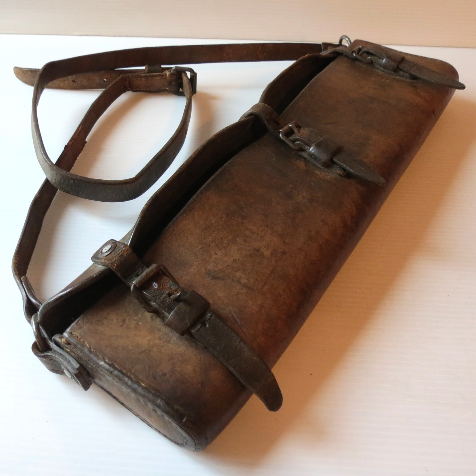 Antique Leather Cartridge Box Case Civil War Era 17 3/4" L