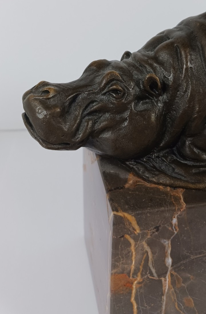 Statue Sculpture hippo Wildlife Art Deco Style Art Nouveau Style Bronze Figurine