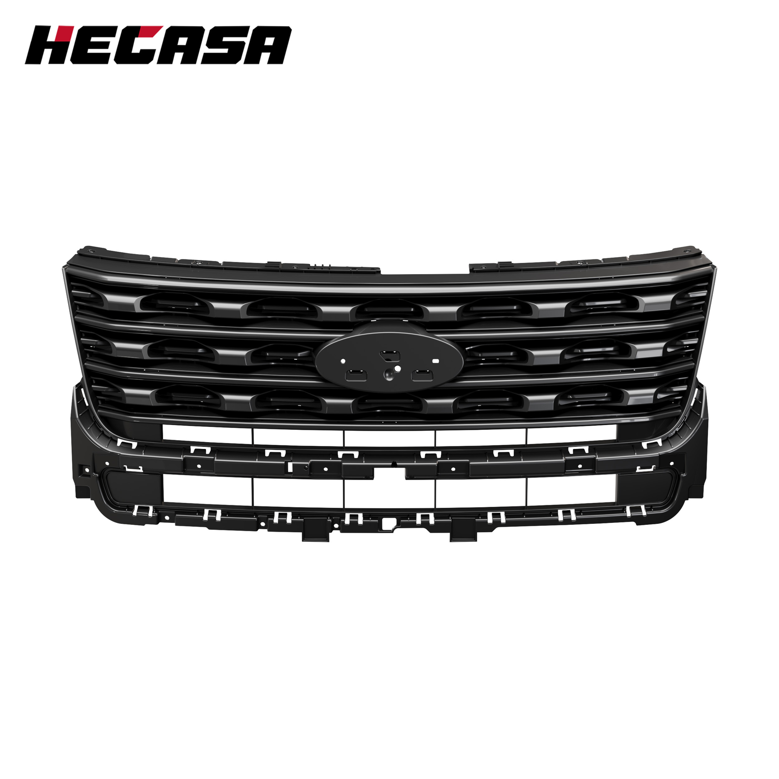 For Ford Explorer 2016 2017 Front Bumper Upper Grille Glossy Black Painted