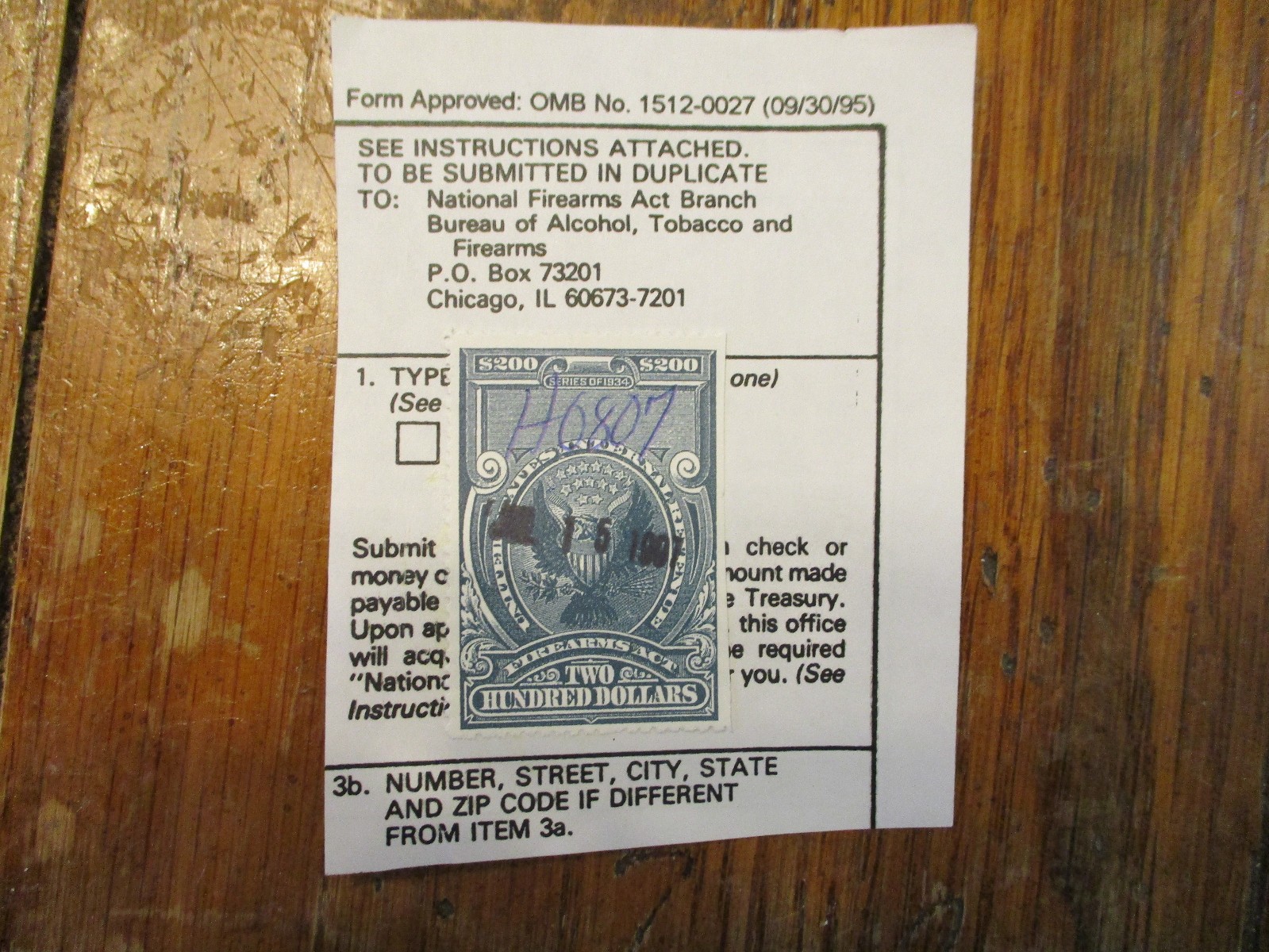 NFA Tax Stamp Firearm Machine Gun $200 revenue ATF