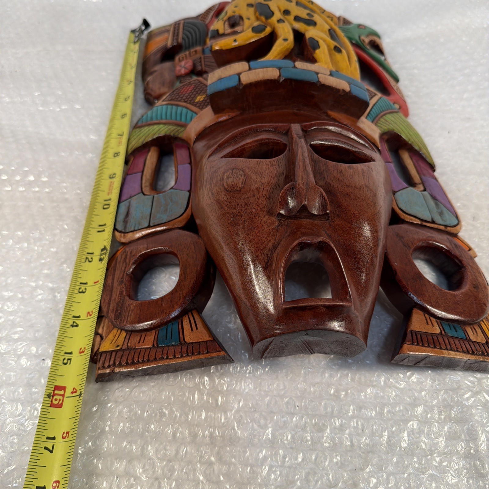 Hand-Carved Wooden Mayan Mask From Mexico