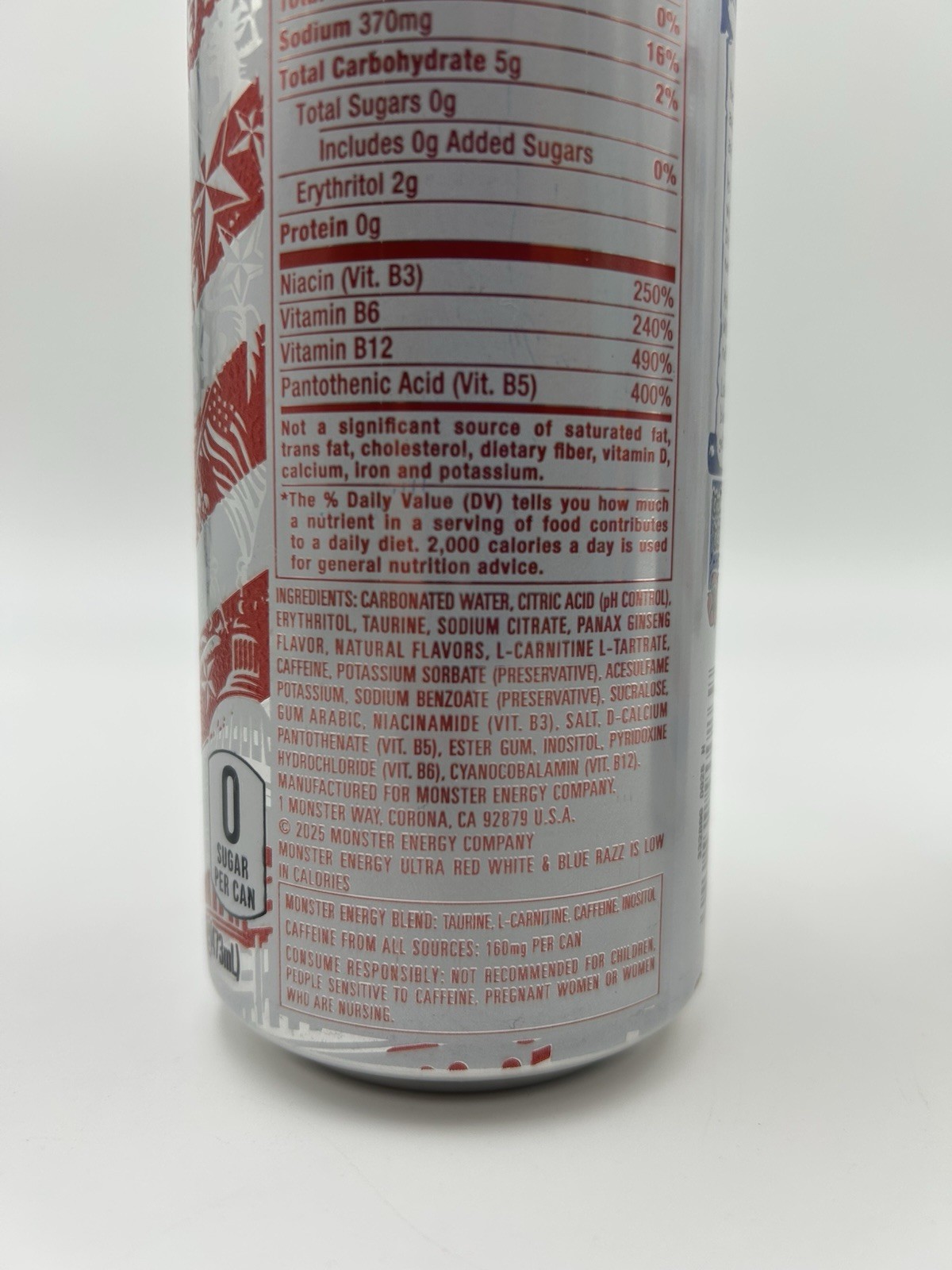 2 New Ultra Red White & Blue Monster Energy Exclusive Unopened Cans Ships FREE