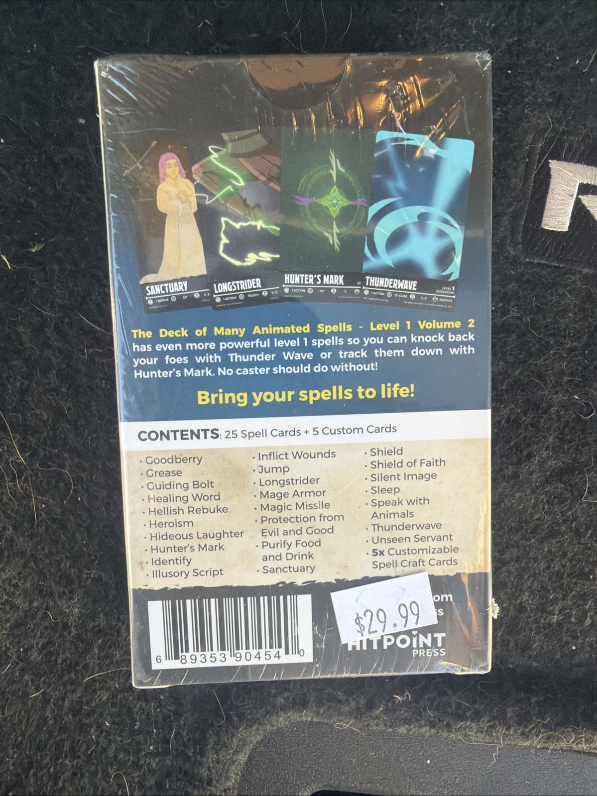 Hit Point Press Animated Spells Level 1 Vol. 2 card deck, New