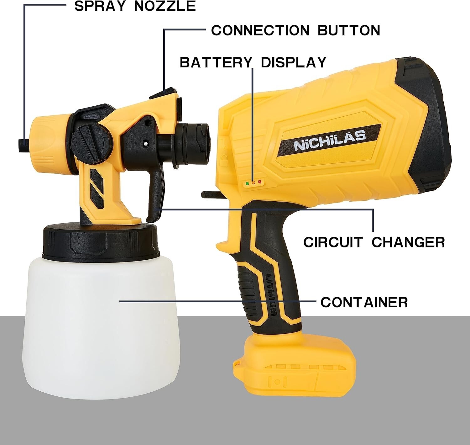 Cordless Paint Sprayer Compatible with DEWALT 20V Battery, Brushless Motor HVLP