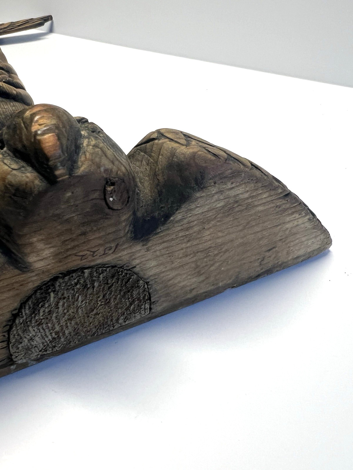 Antique Native American Indian Hand Carved Wooden Eagle Totem Pole; Large 24"