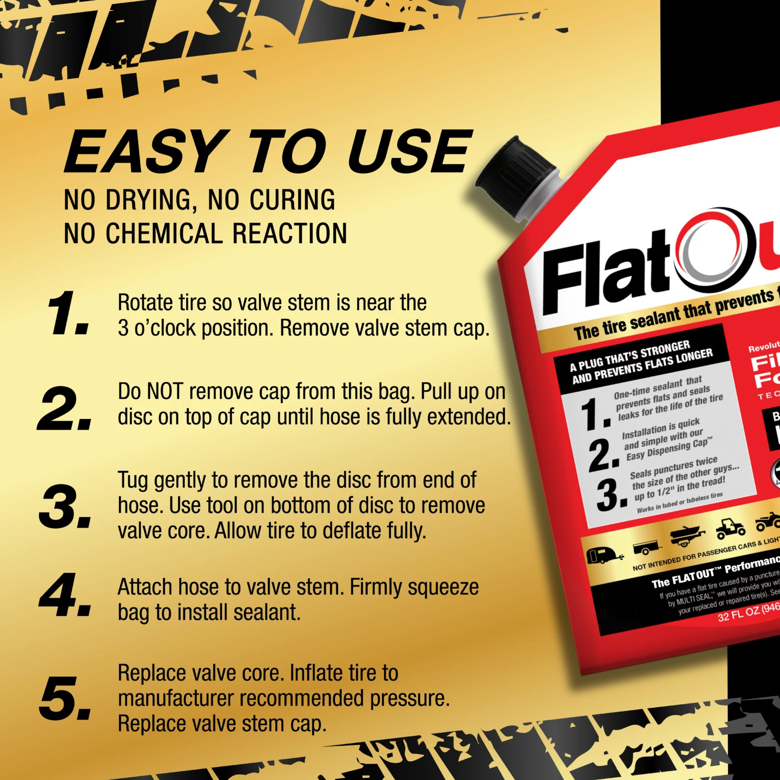 FLAT OUT -Multi-Purpose, Prevents And Repairs Flat Tires 32 OZ, PART NUM- 20118B