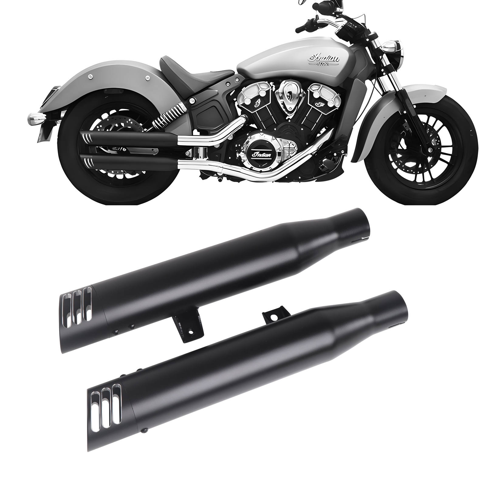 3.0'' Slip Ons for Indian Scout Exhaust, Amazing Sound for Indian Scout Muffler