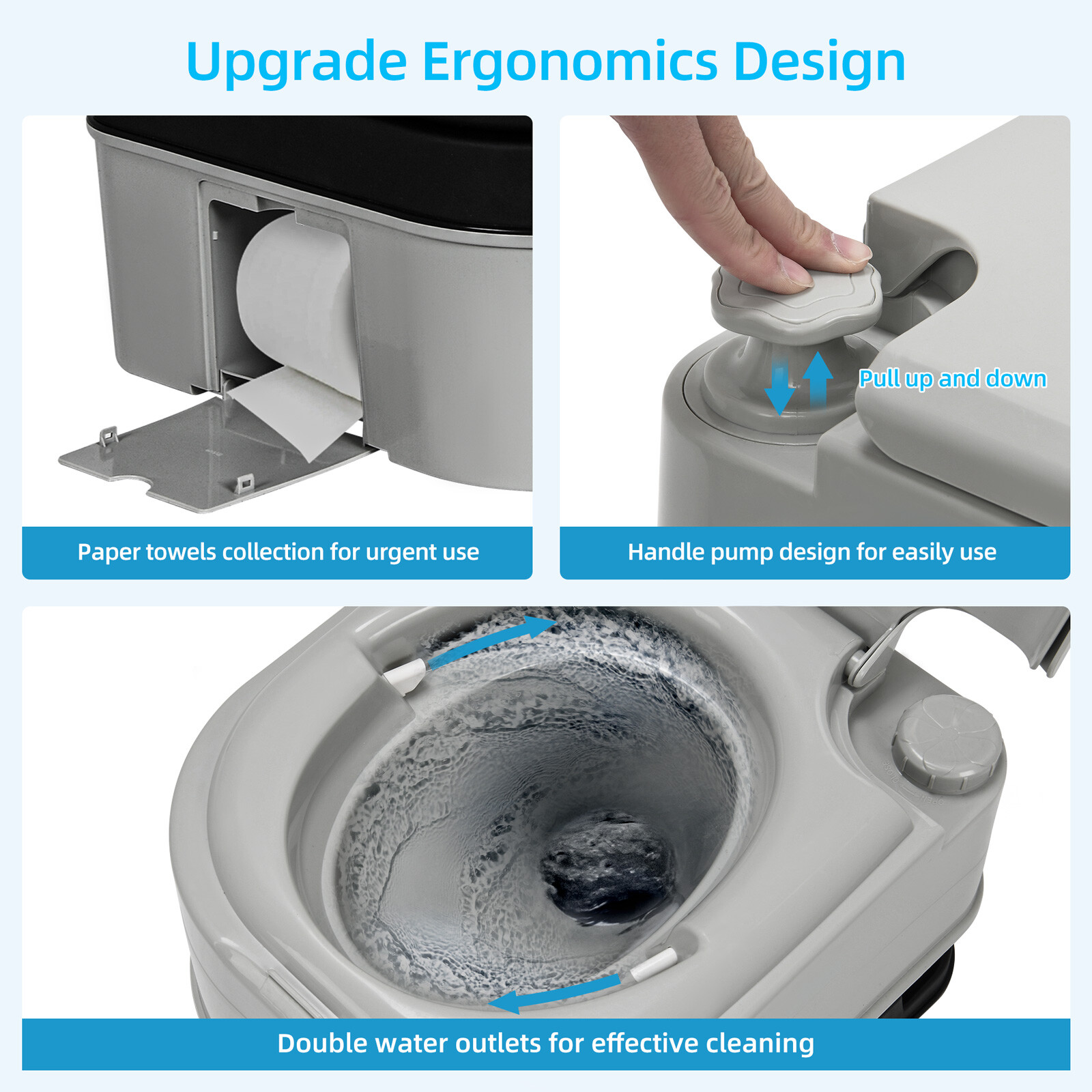 Portable Toilet 6.34 Gallon Porta Potty W/Paper and Detergent Collection Travel