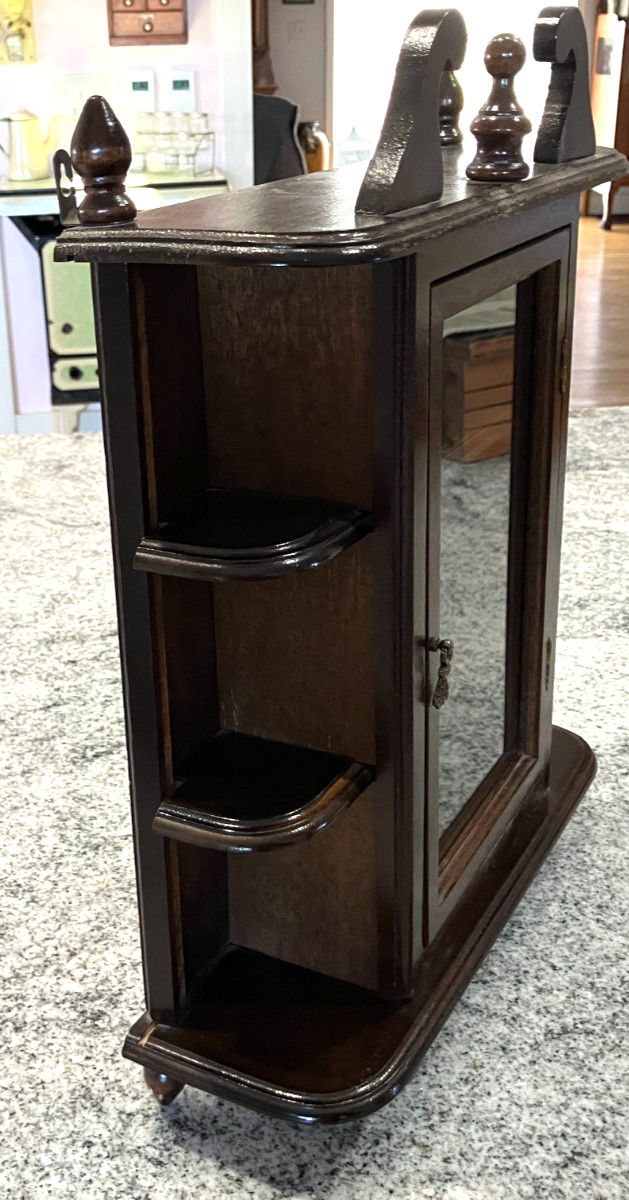 Vtg Display Curio Case Wall Mount/Free Stand Glass Door MCM 1960-70 Dark Walnut