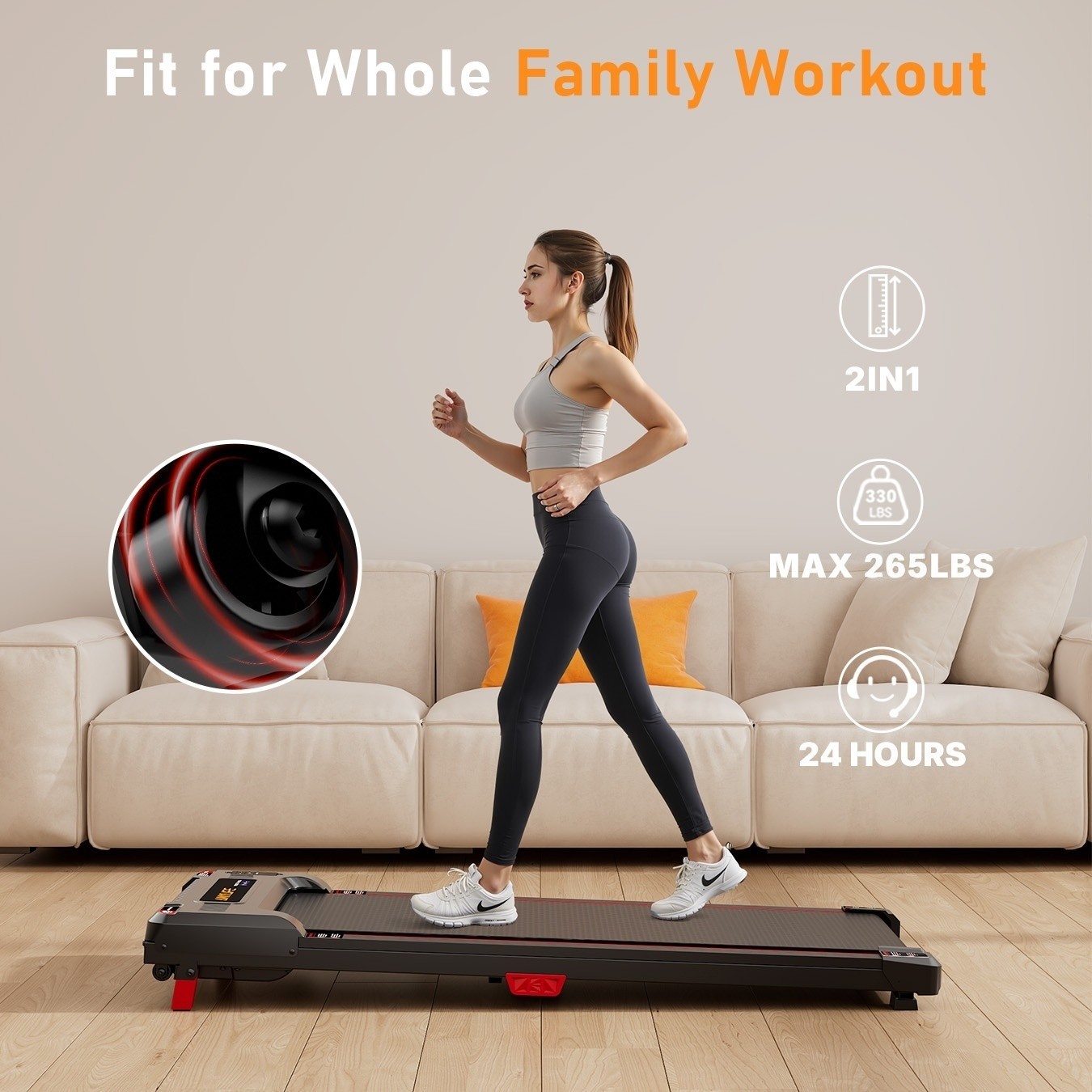 Small Portable Walking Pad - Compact Treadmill with LED Monitor for Home Gym