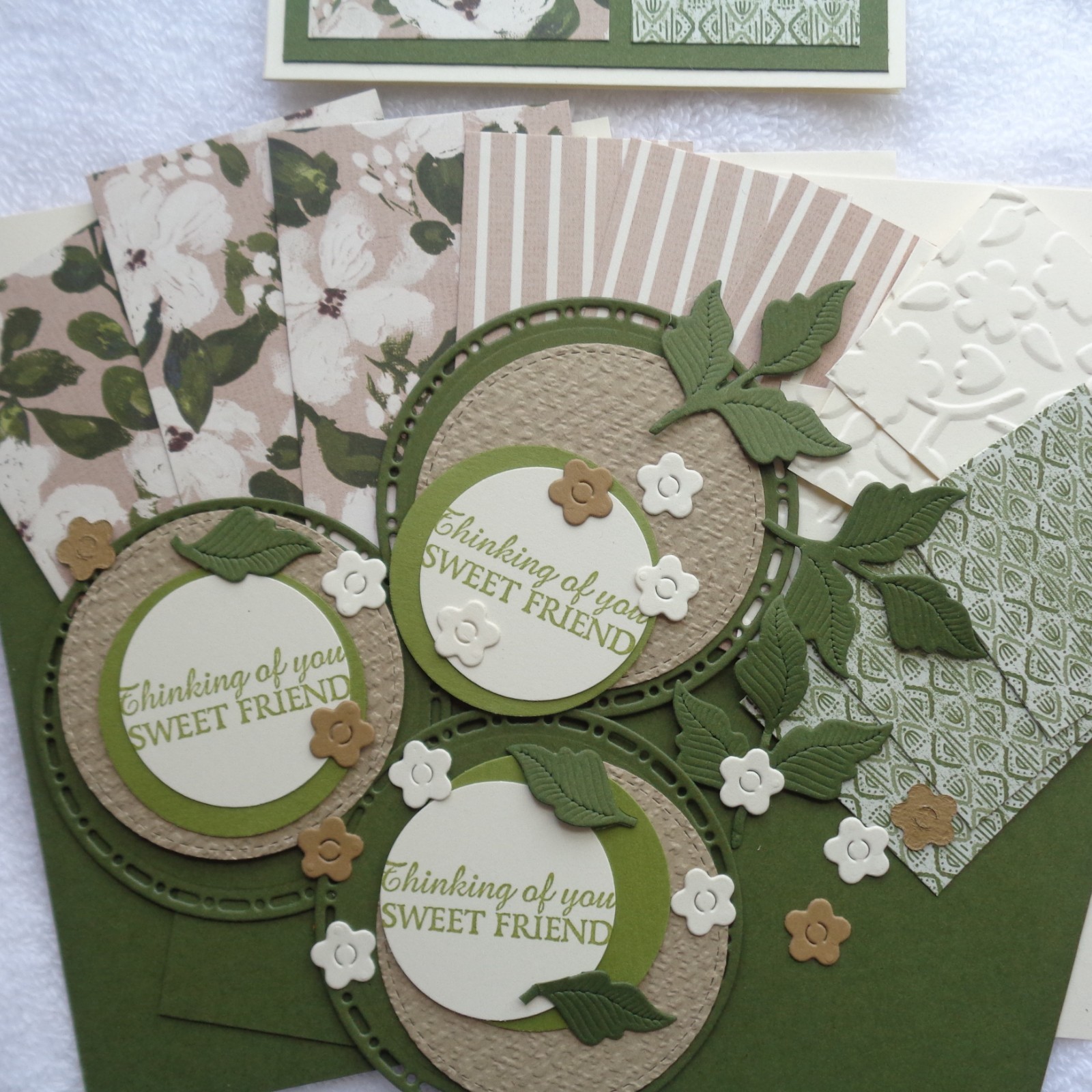 Stampin Up! Card Kit THINKING OF YOU Friend BRUSHED WITH BEAUTY DSP Lovely!