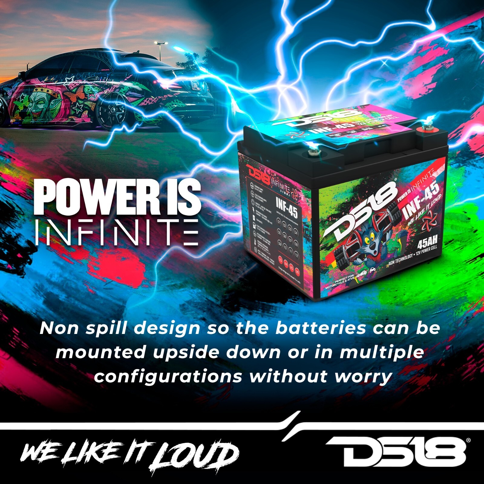 DS18 INF-45AH INFINITE 45 AH 1500 Watts AGM Power Cell 12 Volt Battery