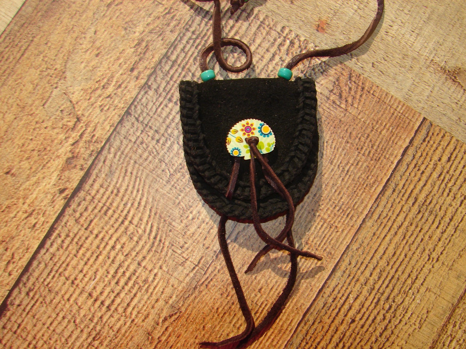 Native American Suede Buffalo Leather Medicine Bag, Shaman, Tribal Pouch, 3.5"