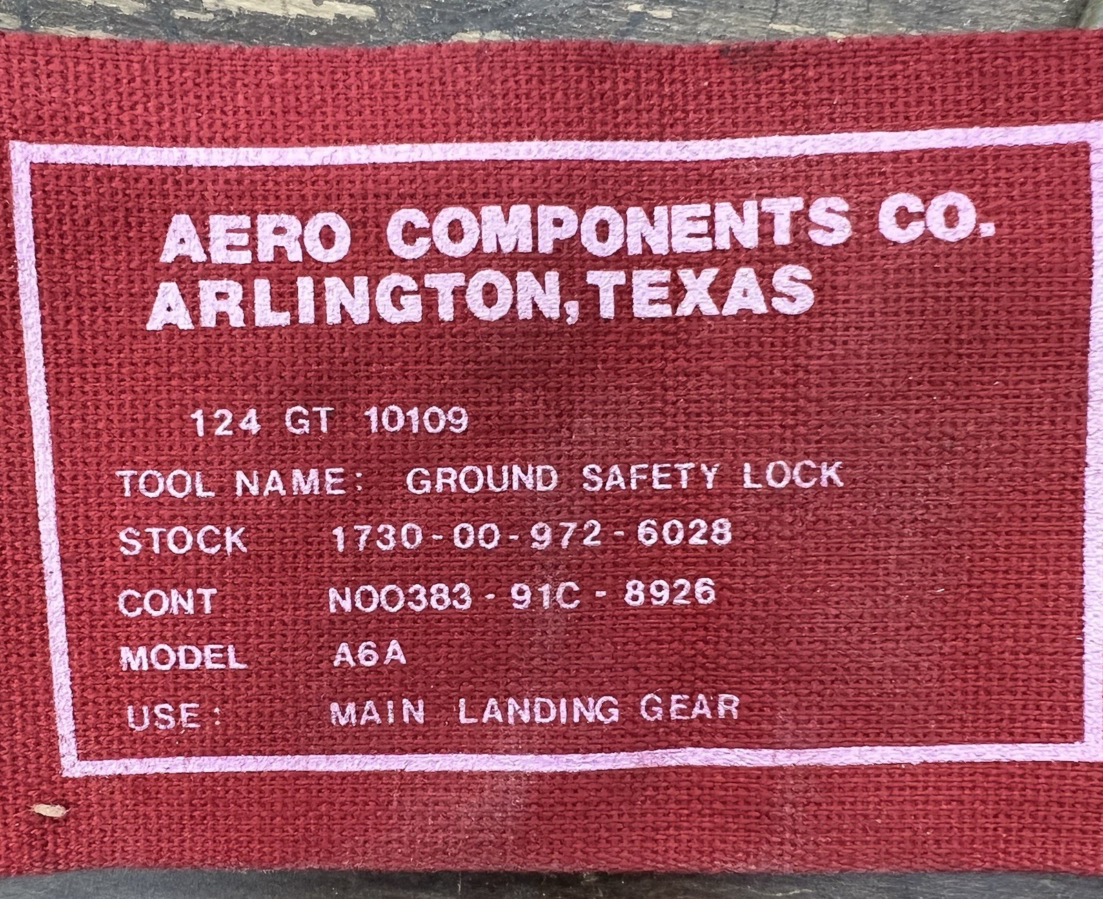 REMOVE BEFORE FLIGHT ground safety lock pin & flag. AIRCRAFT