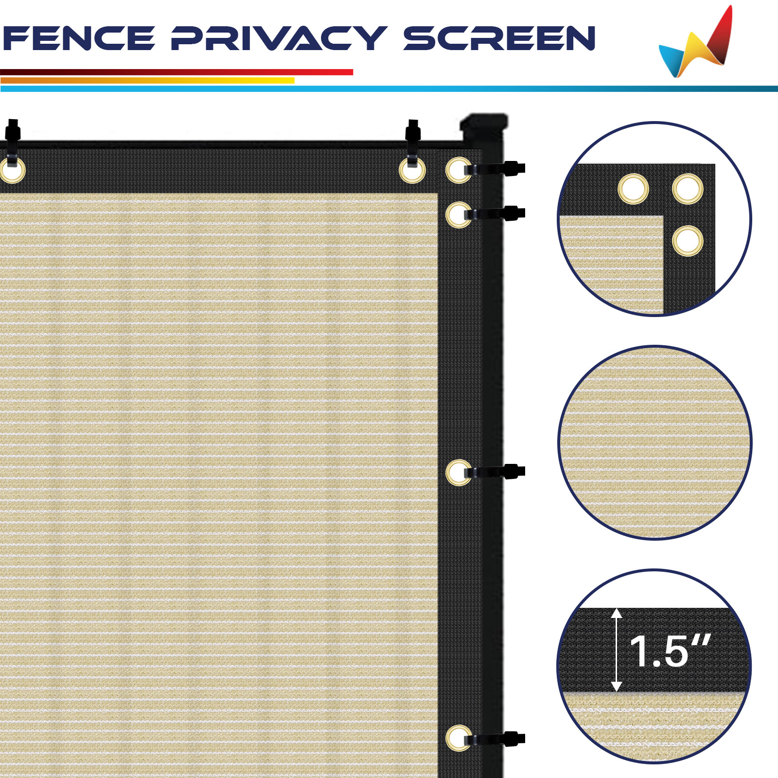 4' 5' 6' 8' Tall Privacy Fence Screen Beige Windscreen Yard Shade Mesh Cover