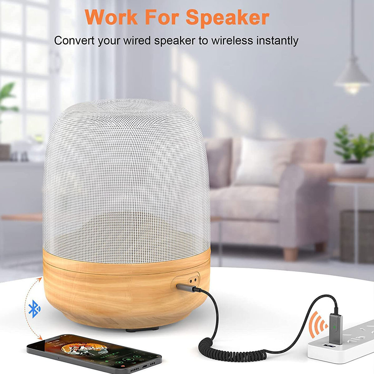 Aux to Bluetooth 5.1 Adapter 3.5mm Bluetooth Receiver Microphone for Car