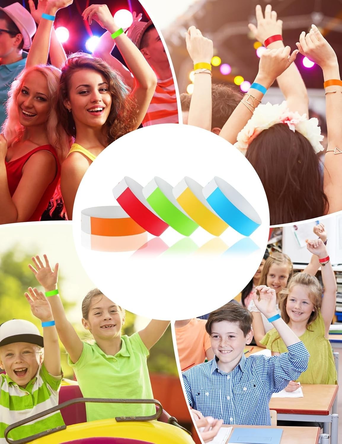 500 Pcs Wrist Bands, Paper Wristbands for Events, Adhesive Colored Wristbands...