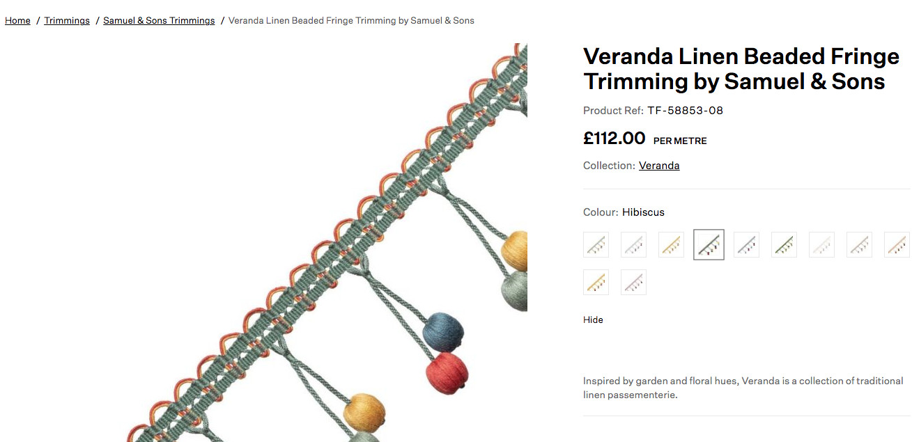 2.67 yd (96") Samuel & Son VERANDA LINEN TASSEL FRINGE Geranium Coral 3.5"w Trim