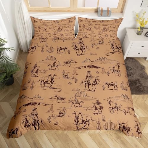 Kids Wild West Cowboy Bedding Set Size Western Decor Duvet Cover Full Multi 03