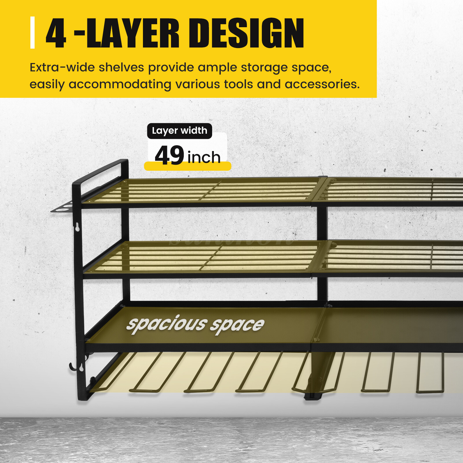 Power Tool Organizer Wall Mount Extended Heavy Duty 4-Tier 12-Drill Rack Metal